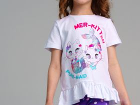 Комплект трикотажный для девочек: фуфайка (футболка), брюки (легинсы)