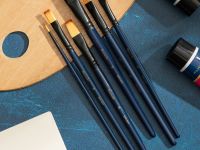 Набор кистей синтетика мягкая Finenolo 6 шт (круглая №2, плоские №6, 8, овальные №6, 8, 10) в блисте