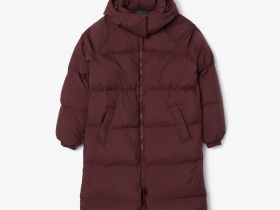 Женский длинный пуховик Lacoste с капюшоном