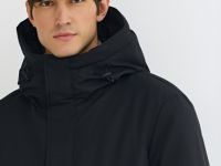 Удлинённая парка с капюшоном, Синий