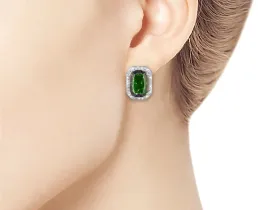 Серьги из белого золота с хромдиопсидами э4754сг12200401