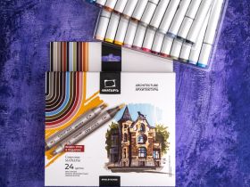 Набор спиртовых маркеров Малевичъ GrafArt Brush, Архитектура 24 цвета