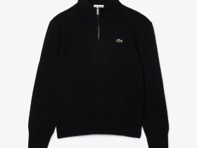 Мужской шерстяной свитер Lacoste на молнии с высоким воротом