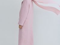 Длинное двубортное пальто из шерсти, Розовый