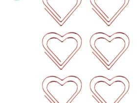 Скрепки фигурные 27 мм Meshu "Hearts" 6 шт., пакет с европодвесом