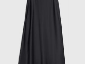 Атласная юбка миди А-силуэта, Черный