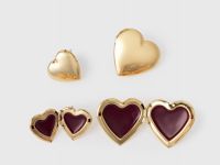 Серьги-локеты в форме сердца, 2 пары, Золотой