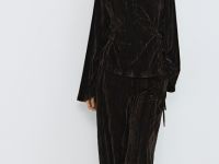 Широкие бархатные брюки, Коричневый