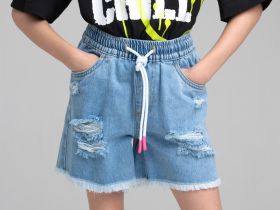 Шорты текстильные джинсовые для девочек