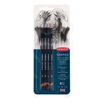 Набор карандашей чернографитных Derwent "Graphic Medium" 4 шт (2B, B, HB, 2H) в блистере
