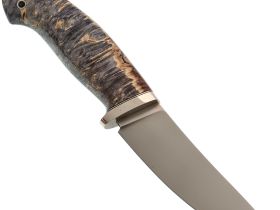 Шкуросъёмный нож Воронёнок, порошковая сталь M398, рукоять кап березы