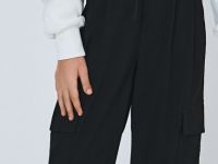 Брюки с карго-карманами для девочек, Черный