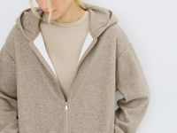 Утеплённая толстовка на молнии, Бежевый