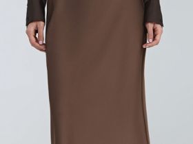 Атласная юбка миди А-силуэта, Коричневый