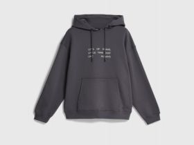 Худи с текстовым принтом, Серый