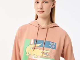 Женская короткая толстовка Lacoste с капюшоном
