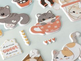 Наклейки объемные MESHU "Funny kitty", 10*23 см, пакет европодвес