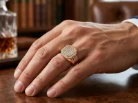 Мужское кольцо из красного золота с бриллиантами э0201кц12159700