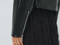 Короткая косуха из искусственной кожи, Черный