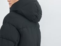 Длинный стёганый пуховик с капюшоном, Черный