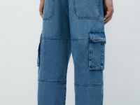 Джинсы Baggy с карго-карманами, Голубой