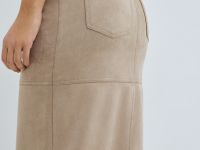 Замшевая прямая юбка, Бежевый