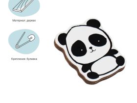 Значок деревянный MESHU "Hello panda", 2,7*3,3 см