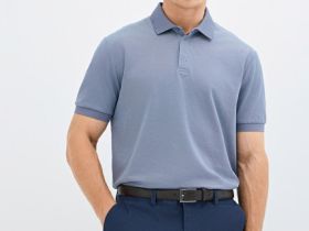 Поло из шелковистого пике, Синий