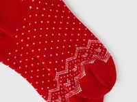 Носки с новогодним узором, Красный