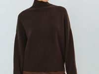Свитер из мягкой пряжи с шерстью, Коричневый