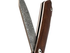 Складной нож N.C.Custom Bro, сталь дамаск, рукоять платан