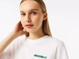 Женская хлопковая футболка Lacoste свободного кроя