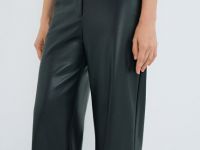 Прямые брюки из искусственной кожи, Черный
