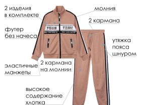 Комплект трикотажный для девочек: толстовка, брюки