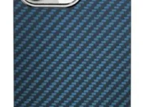 Чехол-накладка Kzdoo Keivlar Case для iPhone 14 карбоновый (черно-синий в полоску)