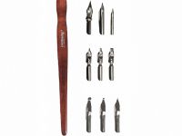 Набор перьев "FORMERO" 9 шт. с универсальным держателем деревянным ореховым, в блистере