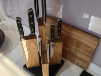 Подставка для ножей магнитная Woodinhome Stonehenge KS051SON-ST, дуб/мрамор