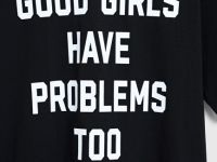 Футболка с принтом для девочек, Черный