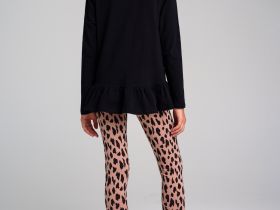 Комплект трикотажный для девочек: фуфайка (футболка с длинными рукавми), брюки (легинсы)