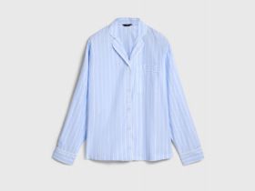 Пижамная рубашка в полоску, Голубой
