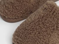 Тапочки с искусственным мехом, Бежевый