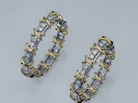 Серьги из комбинированного золота с бриллиантами э4801сг12200015