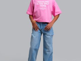 Брюки текстильные джинсовые для девочек