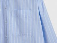 Хлопковая рубашка с контрастными деталями, Голубой