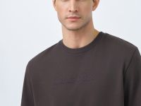 Футболка с текстовой вышивкой, Коричневый