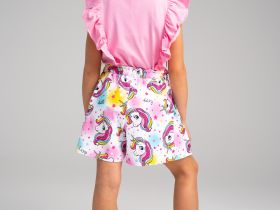 Комплект трикотажный для девочек: фуфайка (футболка), шорты