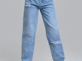 Брюки текстильные джинсовые для девочек