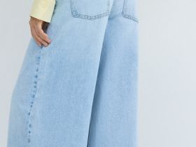 Широкие джинсы с высокой посадкой, Голубой