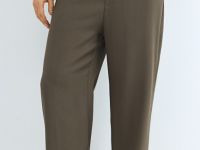 Брюки из вискозы с эластичным поясом, Коричневый