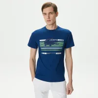 Мужская приталенная Футболка Lacoste с круглым вырезом